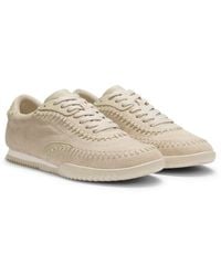 BOSS - Suede-Leather Trainers With Whipstitching - Lyst