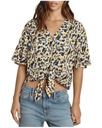 Velvet By Graham & Spencer - Printed Tie Front Pullover Top - Lyst
