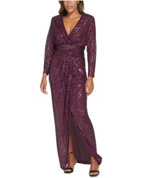 Calvin Klein - Sequined Ruched Evening Dress - Lyst