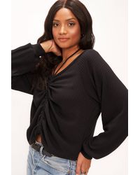 Project Social T - Remy Ruched Front Sweater Rib Long Sleeve - Lyst