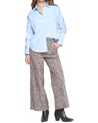 Vilagallo - Leopard High Waisted Wide Leg Trousers - Lyst