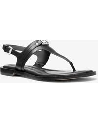 MICHAEL Michael Kors - Mk Mandy Leather T-Strap Sandal - Lyst
