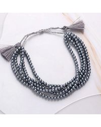 Fashnzfab - Multi Layered Pearl Beaded Cinch Pull Tie Bracelet - Lyst