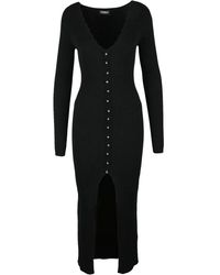 Dondup - Long Ribbed Dress Buttons - Lyst
