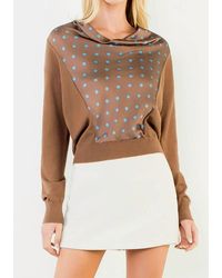 Thml - Polka Dot Cowl Neck Mixed Media Top - Lyst