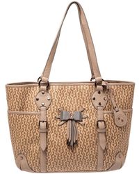 Aigner - Beige/pink Signature Coated Canvas And Leather Bow Tote - Lyst