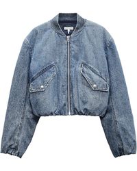 Rag & Bone - Cropped Denim Bomber Jacket - Lyst