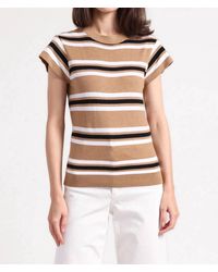 Minnie Rose - Stripe Cap Sleeve Crewneck Tee - Lyst