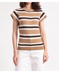 Minnie Rose - Stripe Cap Sleeve Crewneck Tee - Lyst