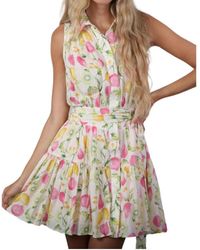 En Saison - Belted Button Front Mini Dress - Lyst