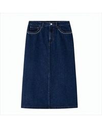 A.P.C. - Midi Denim Skirt With Straight Silhouette - Lyst