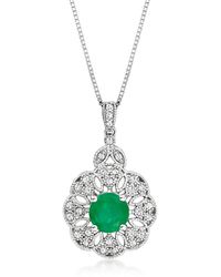 Ross-Simons - Emerald And . Diamond Milgrain Pendant Necklace - Lyst