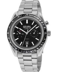 Gevril - Lenox Automatic Watch Black Dial Black Subdials Day/date Stainless Steel Bracelet - Lyst