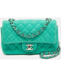 Chanel - Quilted Caviar Leather New Mini Classic Flap Bag - Lyst