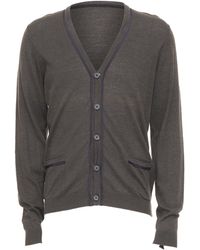 Lanvin - 2015 Grosgrain Trim V-Neck Cotton Merino Wool Button Knit Cardigan S - Lyst