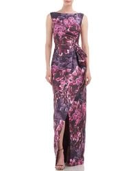 Kay Unger - Floral Cascade Ruffle Evening Dress - Lyst