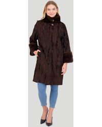 Gorski - Lamb Sections Short Coat With Mink Stand Collar - Lyst