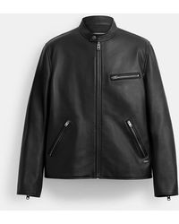 COACH - Leather Racer Jacket - Lyst
