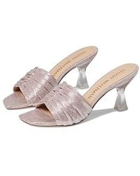 Stuart Weitzman - Ruche 75 Slide Sandal 9 Poudre Leather Spool Heels Fzp292 (Poudre,9) - Lyst