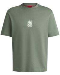 HUGO - Cotton-Jersey T-Shirt With Stacked Smoke Logo Prints - Lyst