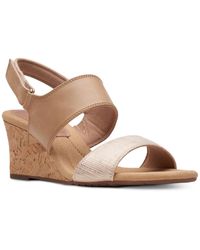 Clarks - Kyarra Faye Leather Wedge Sandals - Lyst