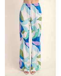 Gigio - Printed Wide Leg Pants With Flared Slits - Lyst