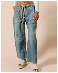 Bibi - Paint Splatter Button Fly Denim Pants With Braided Belt Detail - Lyst