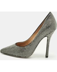 Ferragamo - Satin Crystal Embellished Pointed Toe Pumps - Lyst