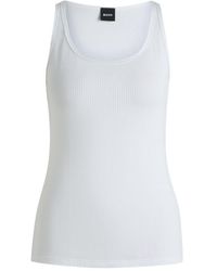 BOSS - Sheer Tank Top With Ribbed Structure - Lyst
