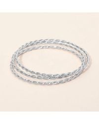 Fashnzfab - Secret Box_3Pcs Stainless Steel Twisted Stackable Layered Bangle Bracelets - Lyst
