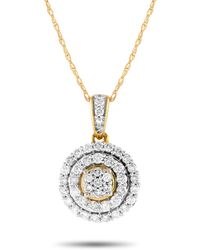 Non-Branded - Lb Exclusive 14k Yellow 0.50ct Diamond Double Halo Necklace Pn15218 - Lyst
