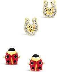 Sterling Forever - Sterling Lucky Charm Stud Earring Set Of 2 - Lyst