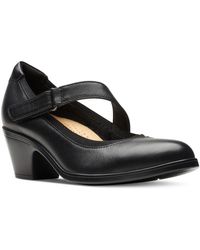 Clarks - Emily2 Mabel Leather Block Heels - Lyst