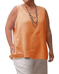 On The Plus Side - Crinkle Cotton Sleeveless Top - Lyst
