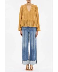 Ulla Johnson - Leandra Silk Crinkle Solid Blouse - Lyst