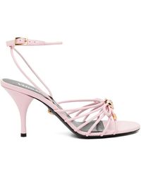 Versace - Delicate Strappy Sandals With Emblem - Lyst