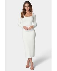 Bebe - Long Sleeve Square Neck Rib Maxi Dress - Lyst