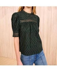 Ulla Johnson - Virginia Water Washed Eyelet Poplin Lace Collar Blouse - Lyst