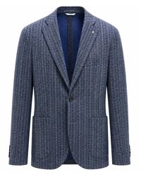 Manuel Ritz - Pinstripe Pattern Two Button Classic Blazer - Lyst