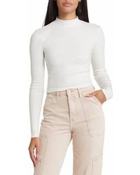 Theory - Thin Ribbed Knit Turtle Mock Neck Long Sleeve Top - Lyst
