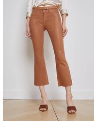 L'Agence - Kendra Coated Cropped Flare Jean - Lyst