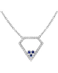 Diana M. Jewels - 18kt White Gold Diamond And Sapphire Diamond Shaped Pendant Featuring 0.60 Cts Tw - Lyst