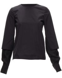 Marni - Cotton Layer Sleeves Minimal Crew Neck Blouse Top - Lyst