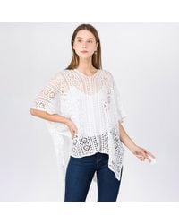 TRUEDAMES - Boho Crochet Tassel Poncho Top - Lyst