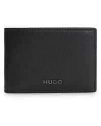 HUGO - Leather Bifold Wallet With Metallic Logo Lettering - Lyst