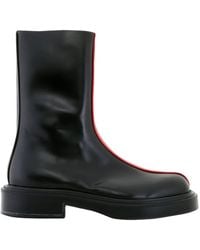 Ferragamo - Ferragamo Contasting Insert Leather Ankle Boots - Lyst
