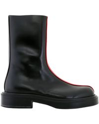 Ferragamo - Ferragamo Contasting Insert Leather Ankle Boots - Lyst