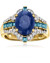 Ross-Simons - Sapphire And London Topaz Ring With Diamonds - Lyst