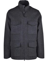 Aspesi - Structured High Collar Wool Jacket - Lyst