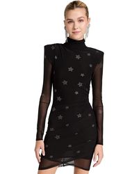 Cinq À Sept - Cinq À Sept Marlene Rhinestone Star Mesh Strech Nylon Mini Dress - Lyst